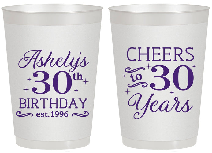 Personalized Birthday 20 oz Frosted Cups - Cheers To 30 Years | 20041