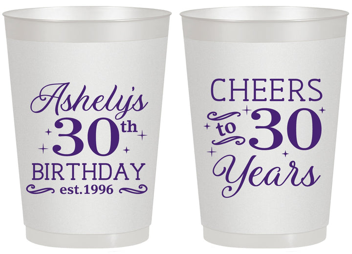Personalized Birthday 20 oz Frosted Cups - Cheers To 30 Years | 20041
