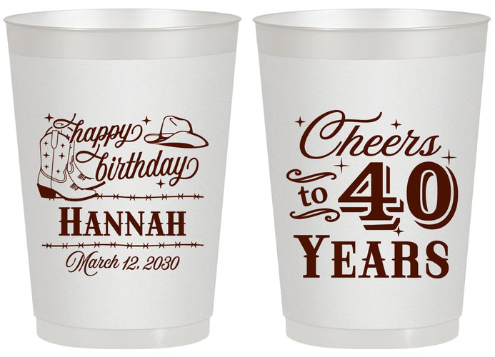 Personalized Birthday 20 oz Frosted Cups - 40th | 20042