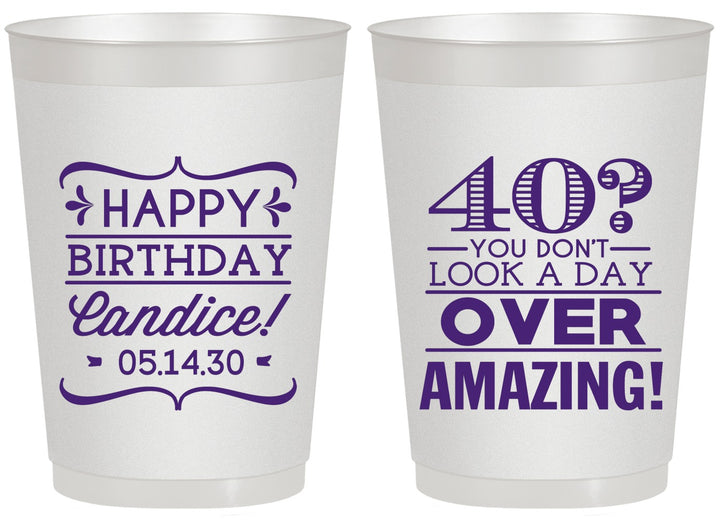 Personalized Birthday 20 oz Frosted Cups - 40th | 20044