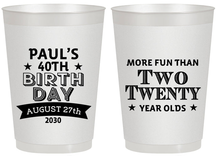Personalized Birthday 20 oz Frosted Cups - 40th | 20045