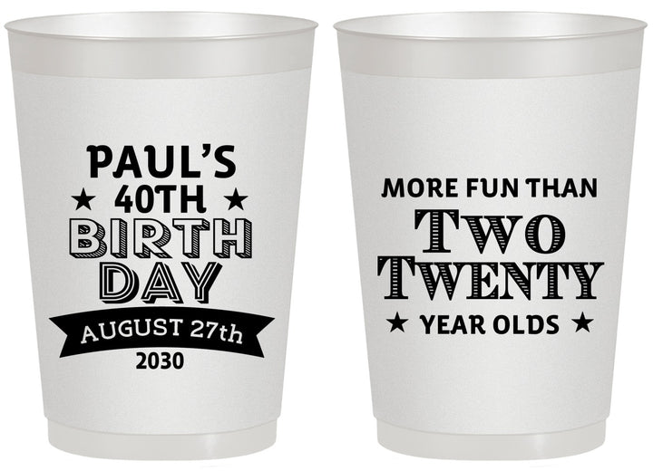 Personalized Birthday 20 oz Frosted Cups - 40th | 20045