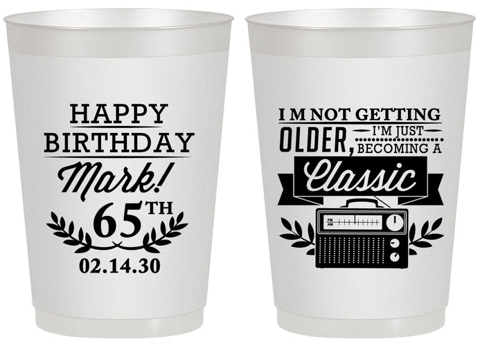 Personalized Birthday 20 oz Frosted Cups - 65th Classic Radio | 20056