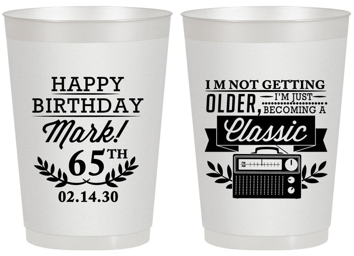 Personalized Birthday 20 oz Frosted Cups - 65th Classic Radio | 20056