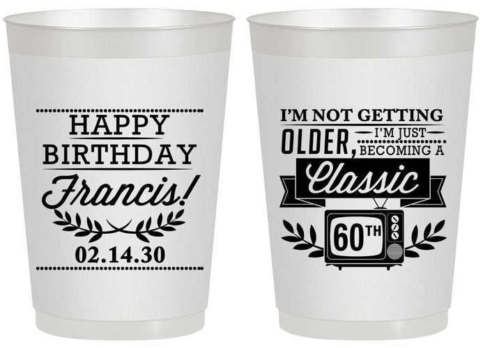 Personalized Birthday 20 oz Frosted Cups - 60th Classic Tv | 20057