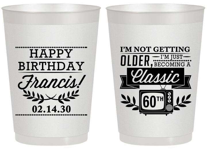 Personalized Birthday 20 oz Frosted Cups - 60th Classic Tv | 20057