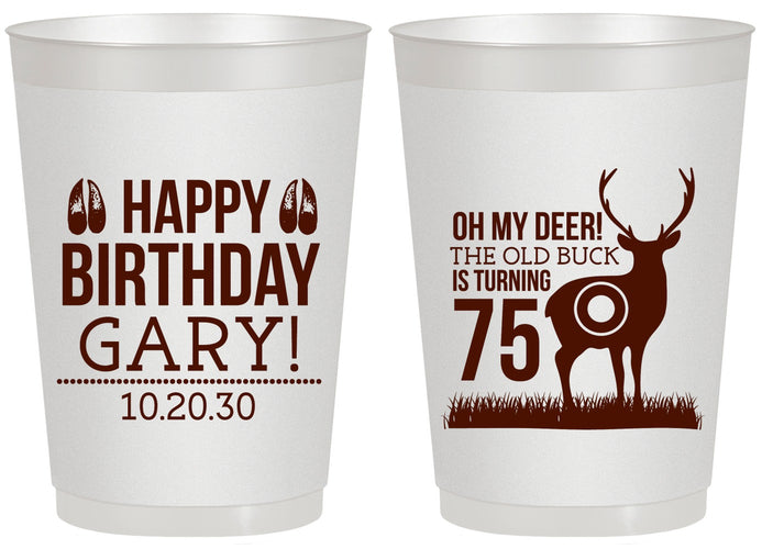 Personalized Birthday 20 oz Frosted Cups - 75th Hunting | 20063