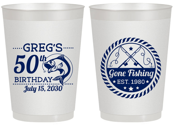 Personalized Birthday 20 oz Frosted Cups - 50th Nautical | 20065