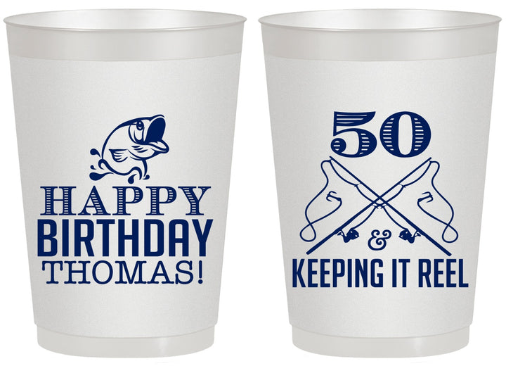 Personalized Birthday 20 oz Frosted Cups - 50th Keeping It Reel | 20066