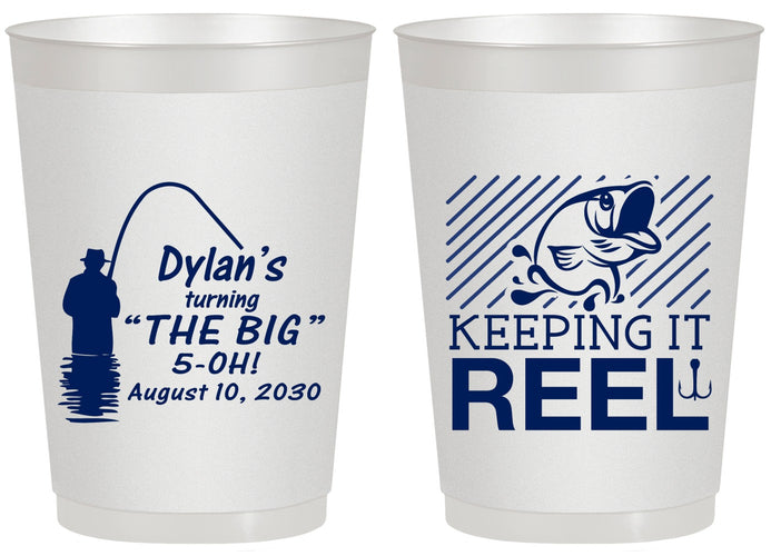 Personalized Birthday 20 oz Frosted Cups - 50th Keeping It Reel | 20067