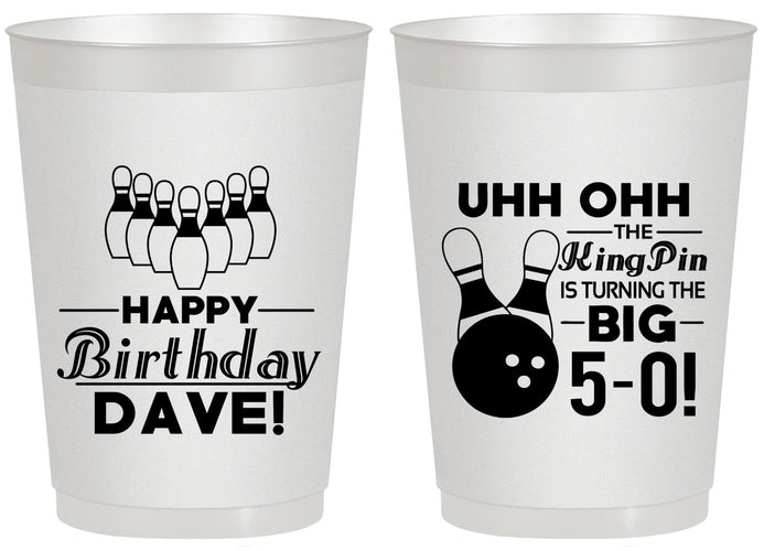Personalized Birthday 20 oz Frosted Cups - 50th Bowing | 20071