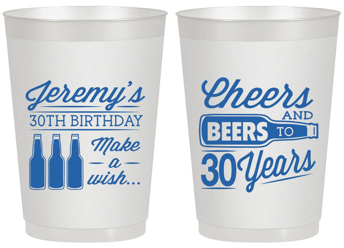 Personalized Birthday 20 oz Frosted Cups - Cheers Beers To 30 Years | 20076