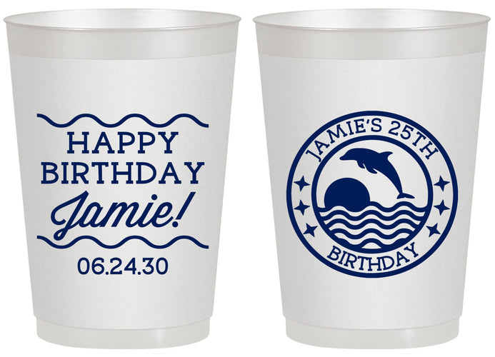 Personalized Birthday 20 oz Frosted Cups - 25th Dolphins | 20077