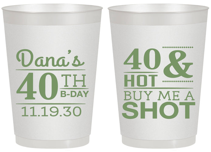 Personalized Birthday 20 oz Frosted Cups - 40th | 20086