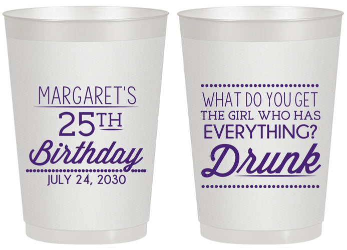 Personalized Birthday 20 oz Frosted Cups - 25th | 20093