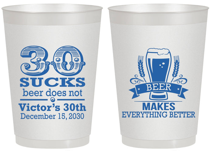Personalized Birthday 20 oz Frosted Cups - 30th Sucks | 20097