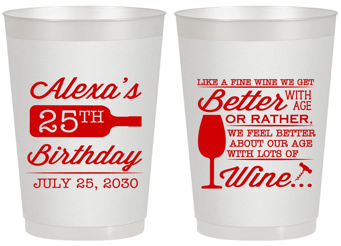 Personalized Birthday 20 oz Frosted Cups - 25th Wine | 20099