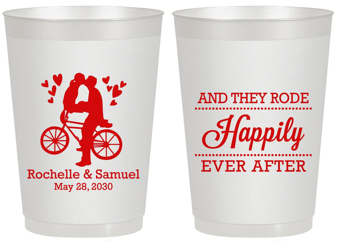 Personalized Wedding 20 oz Frosted Cups - Happily Ever After Bicycle | 201