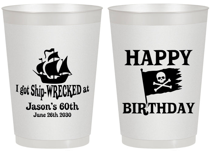 Personalized Birthday 20 oz Frosted Cups - 60th Pirate | 20106
