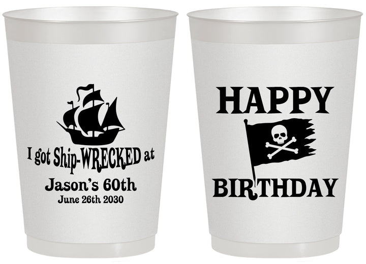 Personalized Birthday 20 oz Frosted Cups - 60th Pirate | 20106