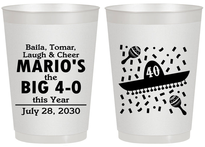 Personalized Birthday 20 oz Frosted Cups - 40th Mexico | 20109