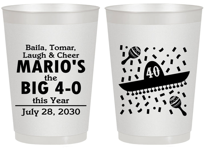 Personalized Birthday 20 oz Frosted Cups - 40th Mexico | 20109
