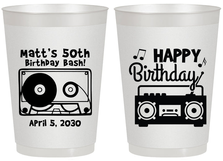 Personalized Birthday 20 oz Frosted Cups - 50th Cassette Tape | 20117