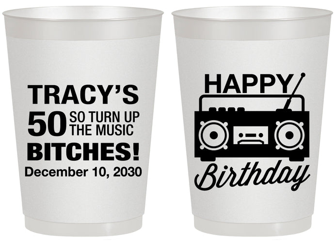 Personalized Birthday 20 oz Frosted Cups - 50th Cassette Tape | 20118