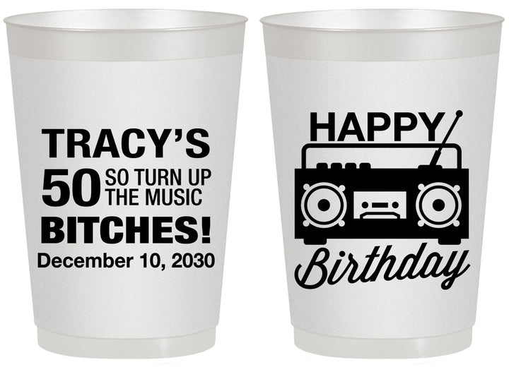 Personalized Birthday 20 oz Frosted Cups - 50th Cassette Tape | 20118