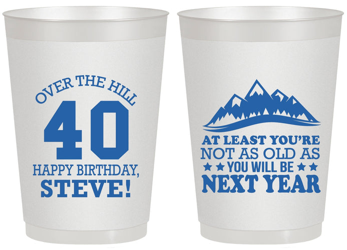 Personalized Birthday 20 oz Frosted Cups - 40th Over The Hill | 20123