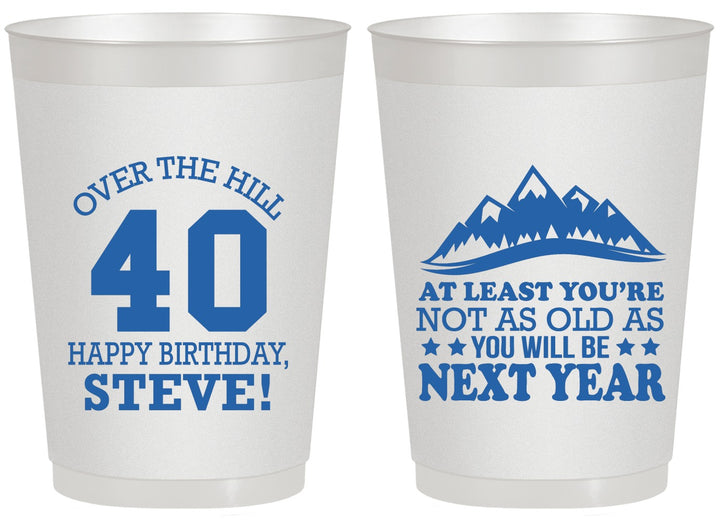 Personalized Birthday 20 oz Frosted Cups - 40th Over The Hill | 20123
