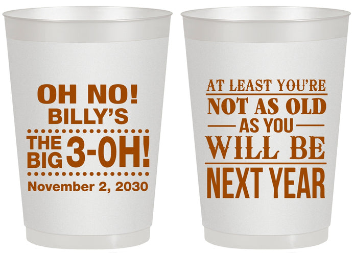 Personalized Birthday 20 oz Frosted Cups - 30th Big 3 Oh | 20125