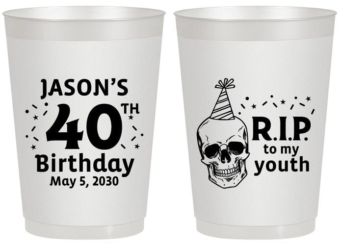 Personalized Birthday 20 oz Frosted Cups - 40th Rip Youth | 20141
