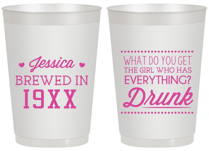Personalized Birthday 20 oz Frosted Cups - Drunk | 20147
