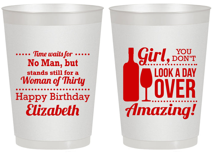 Personalized Birthday 20 oz Frosted Cups - Look A Day Over Amazing | 20150