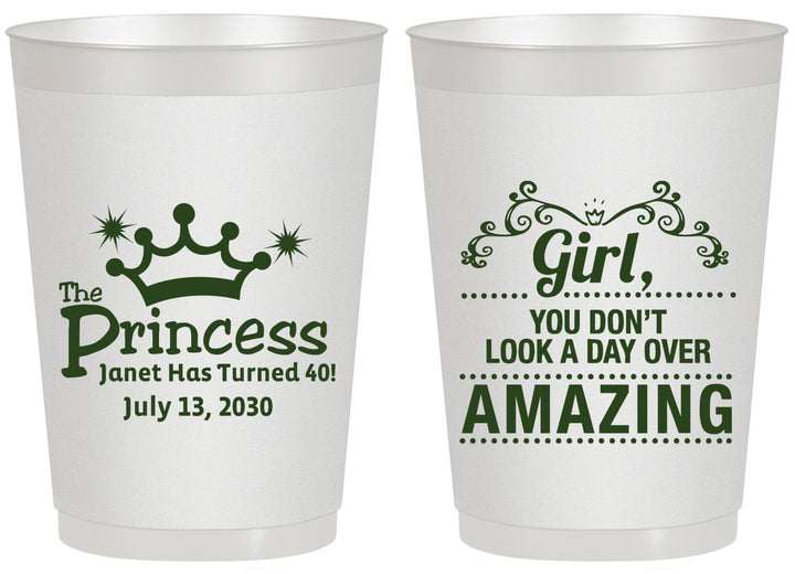 Personalized Birthday 20 oz Frosted Cups - 40th Princess | 20152
