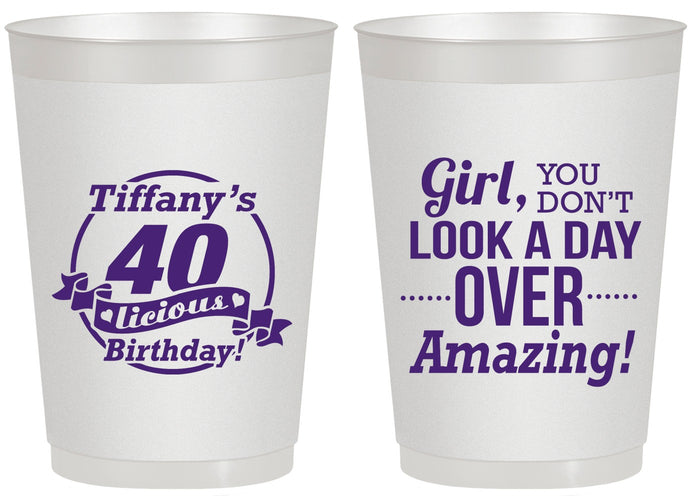 Personalized Birthday 20 oz Frosted Cups - 40th | 20153