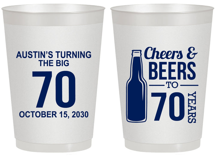 Personalized Birthday 20 oz Frosted Cups - Cheers Beers To 70 Years | 20161