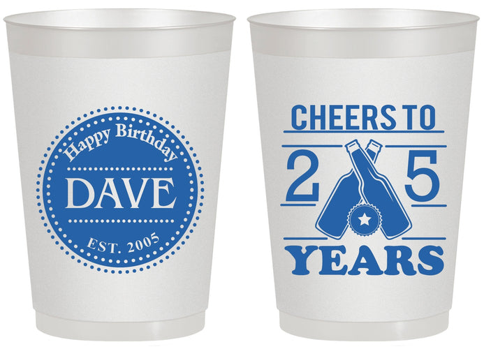 Personalized Birthday 20 oz Frosted Cups - Cheers To 25 Years | 20164