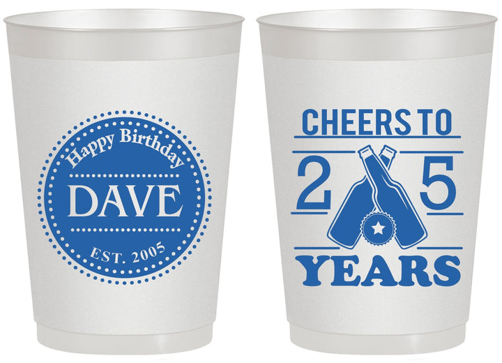 Personalized Birthday 20 oz Frosted Cups - Cheers To 25 Years | 20164