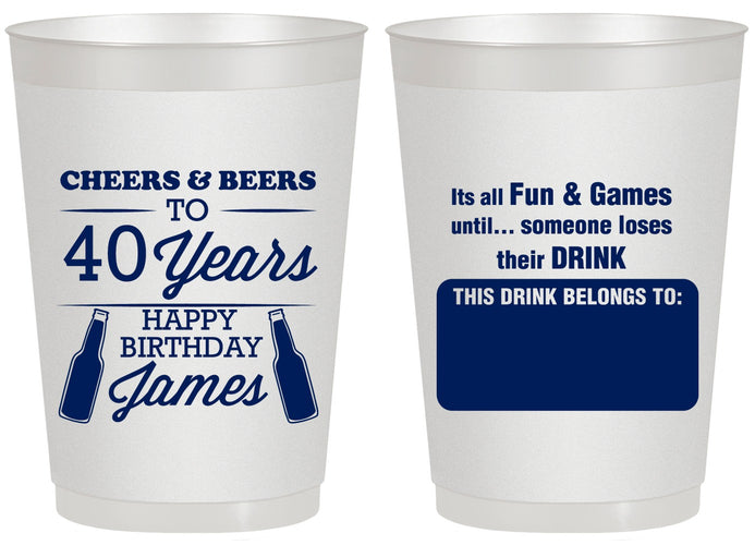 Personalized Birthday 20 oz Frosted Cups - Cheers Beers To 40 Years | 20165