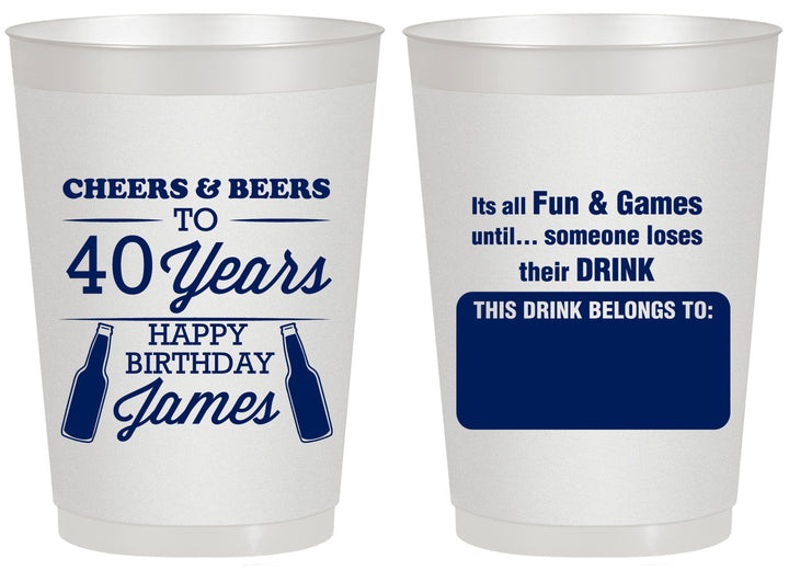 Personalized Birthday 20 oz Frosted Cups - Cheers Beers To 40 Years | 20165