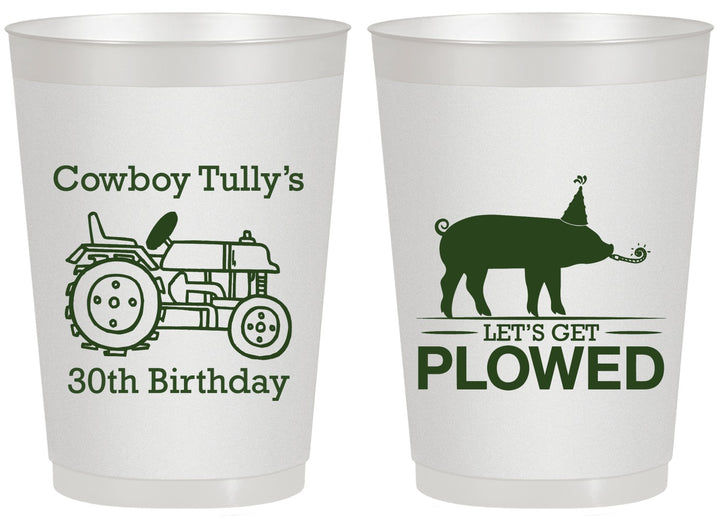 Personalized Birthday 20 oz Frosted Cups - 30th Get Plowed | 20166