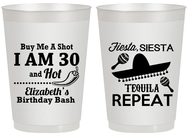 Personalized Birthday 20 oz Frosted Cups - 30th Fiesta Siesta Tequila | 20177