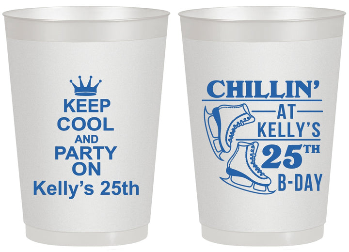 Personalized Birthday 20 oz Frosted Cups - 25th Ice Scating | 20185