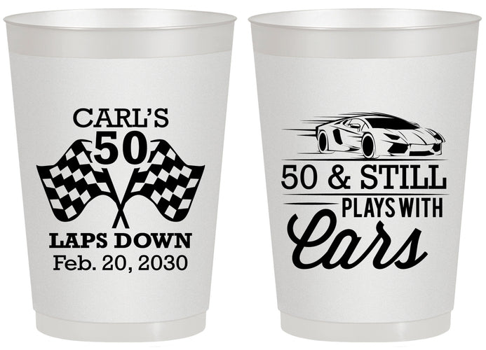 Personalized Birthday 20 oz Frosted Cups - 50th Race Car | 20187