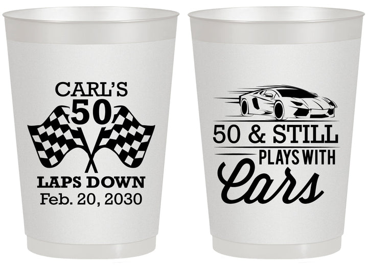 Personalized Birthday 20 oz Frosted Cups - 50th Race Car | 20187