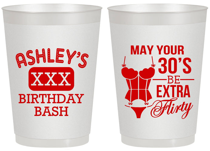 Personalized Birthday 20 oz Frosted Cups - 30th Flirty At Thirty | 20192