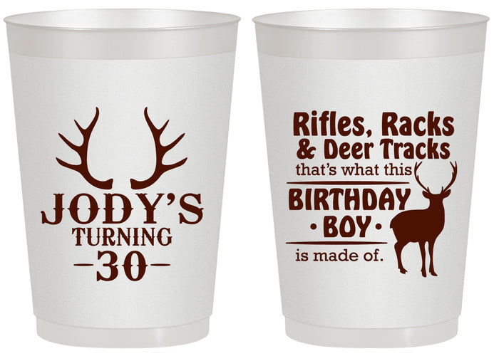 Personalized Birthday 20 oz Frosted Cups - 30th Hunting | 20196