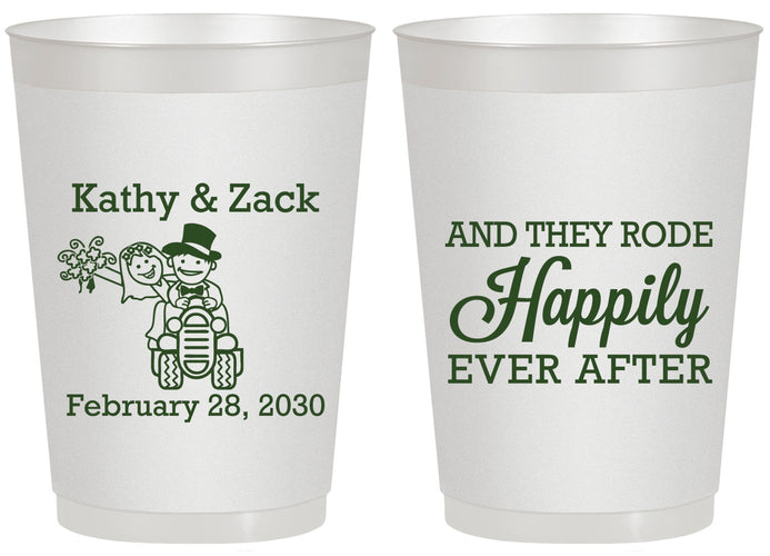 Personalized Wedding 20 oz Frosted Cups - Happily Ever After Tractor | 202